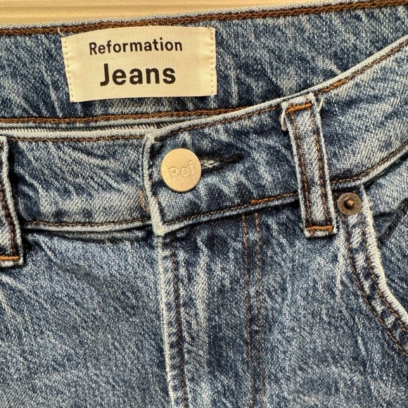 Reformation High‎ Rise Straight Slim Jeans Laguna Sz 26 - Picture 4 of 8